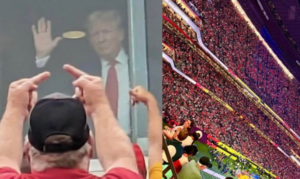 In conclusion, while the Philadelphia Eagles and the Kansas City Chiefs battled it out on the field, this anonymous fan outside the stadium managed to score a different kind of touchdown – one in the realm of viral internet culture, showcasing how moments of whimsy can capture the public’s imagination and bring a smile to faces across the nation.